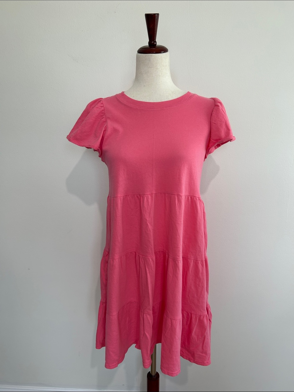 J. Crew Women’s Pink Tiered Short-Sleeve Mini Dress Size Small EUC